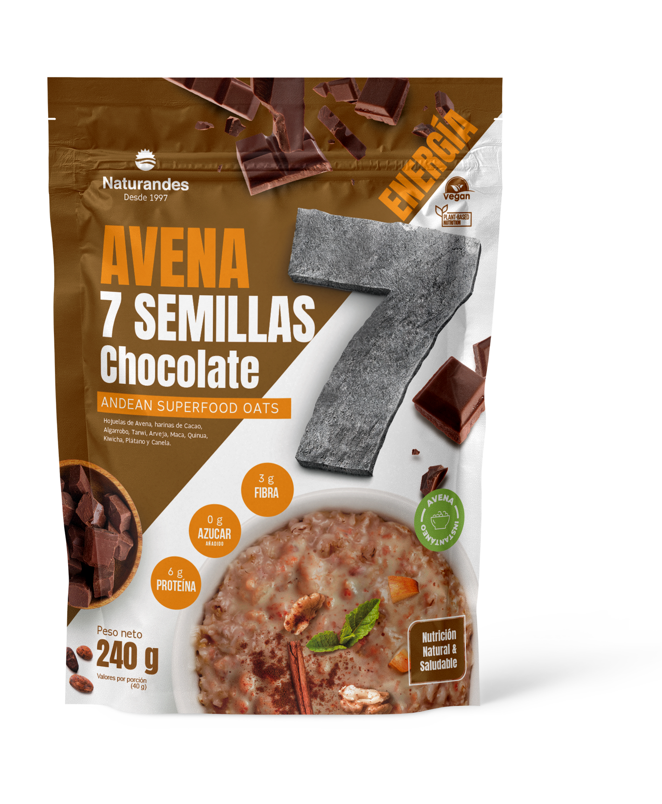 Avena 7 Semillas Energía con Chocolate Naturandes 240 g