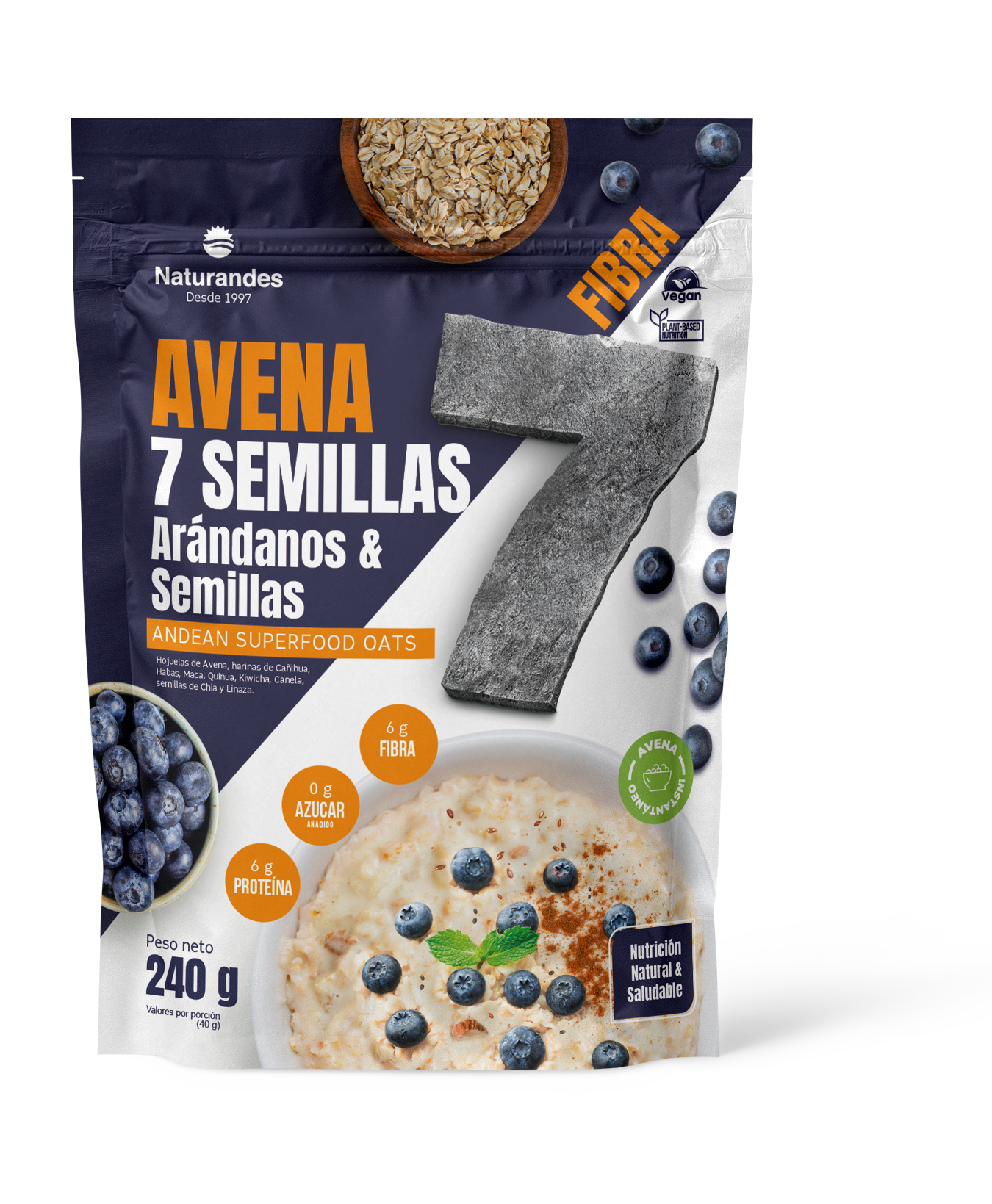 Avena 7 Semillas Fibra con Arándanos Naturandes 240 g