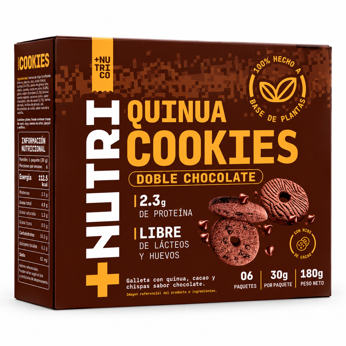 Nutri Co Quinoa Cookies Doble Chocolate – Caja 180 g (6 × 30 g)