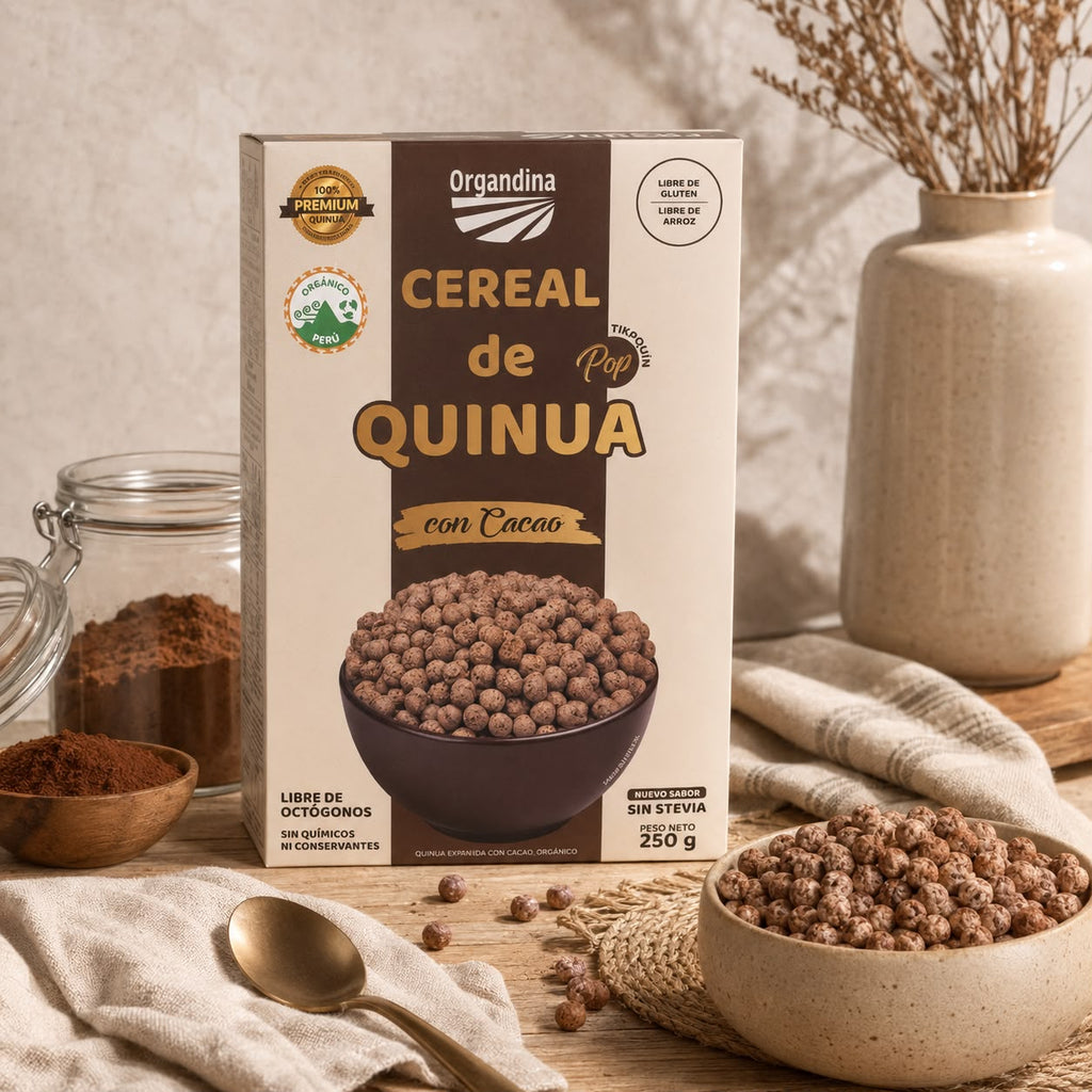 Cereal de Quinua Pop con Cacao  – Organdina - 250g