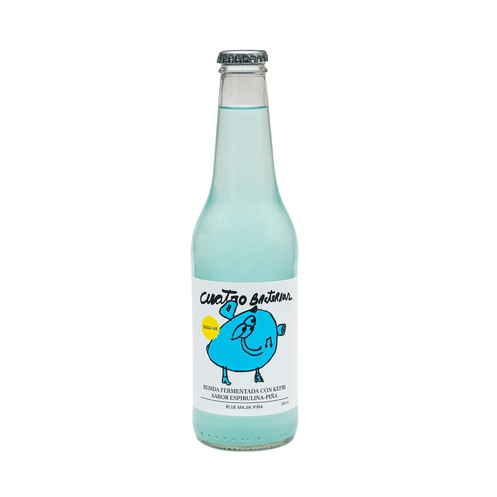 Cuatro Bacterias Soda Blue Majik Piña con Espirulina Azul 355 ml