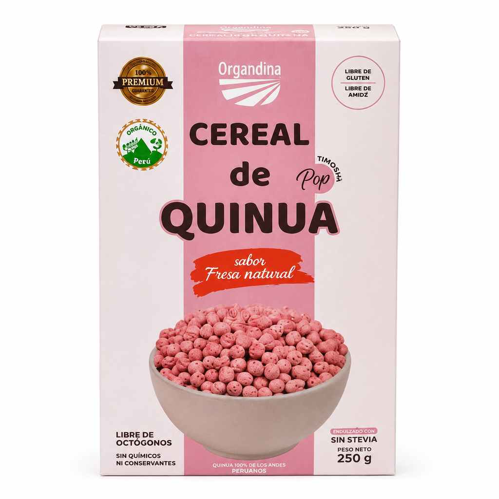 Cereal de Quinua Pop Sabor Fresa Natural – Organdina - 250g