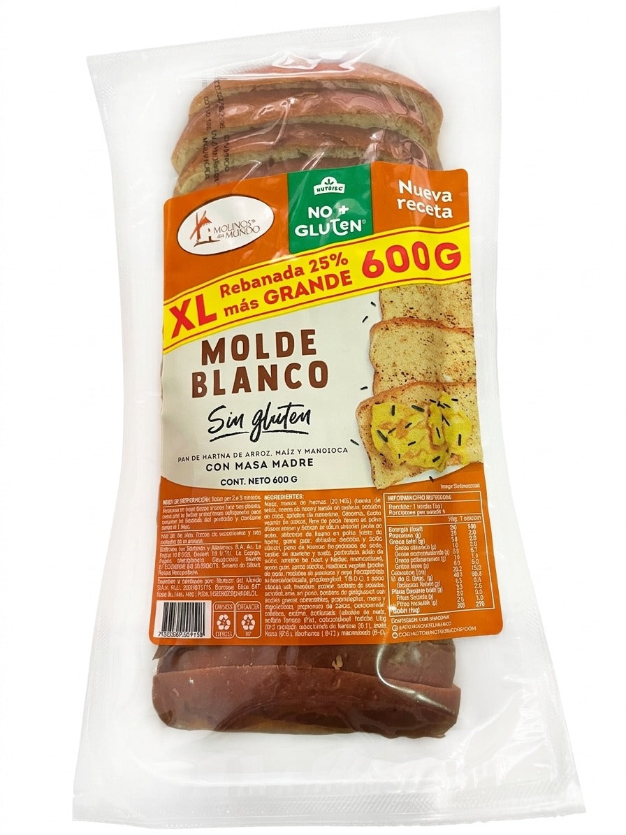 Pan de Molde Blanco Sin Gluten Nutrisa 600 g